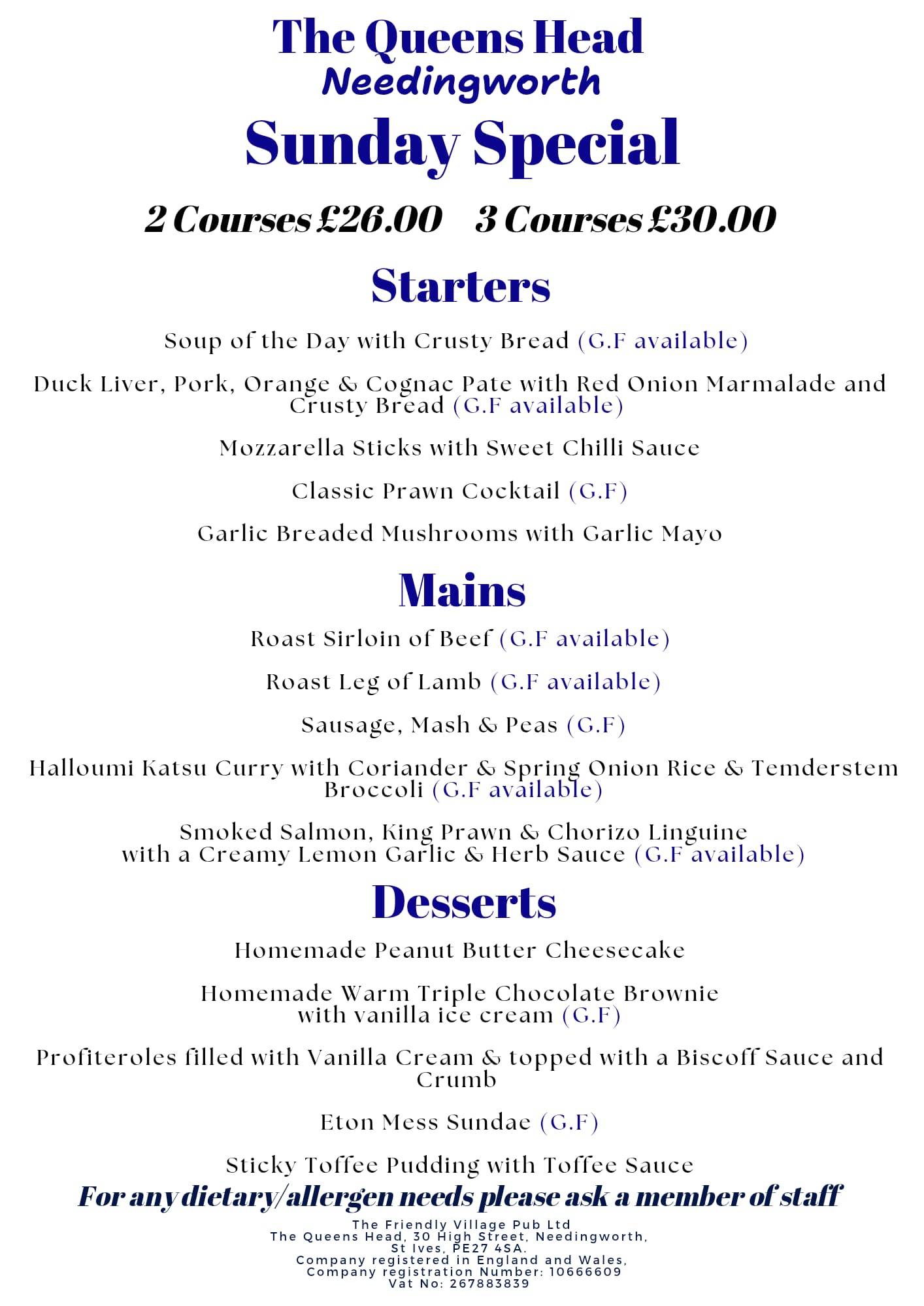 Sunday Specials